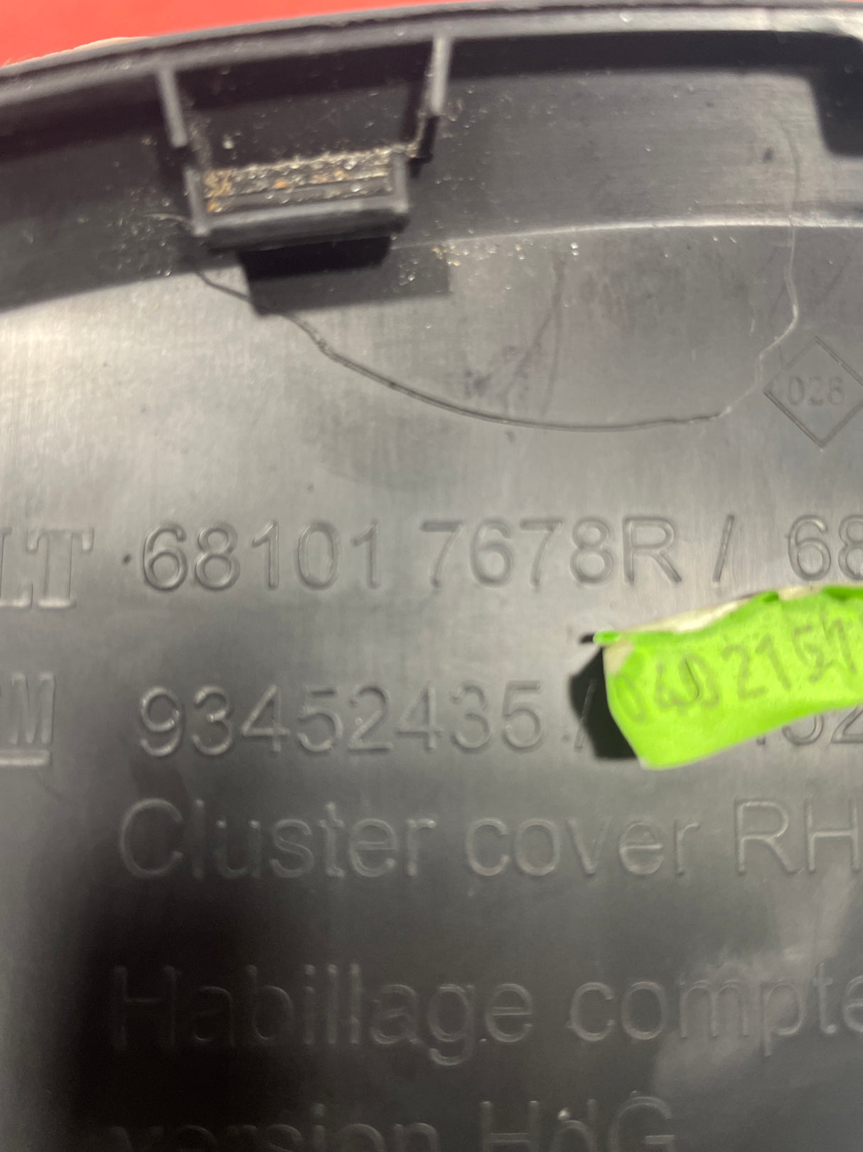 Renault Trafic Vauxhall Vivaro DASH CLOCKS SURROUND COVER 2015-2019 P/N 681017678R