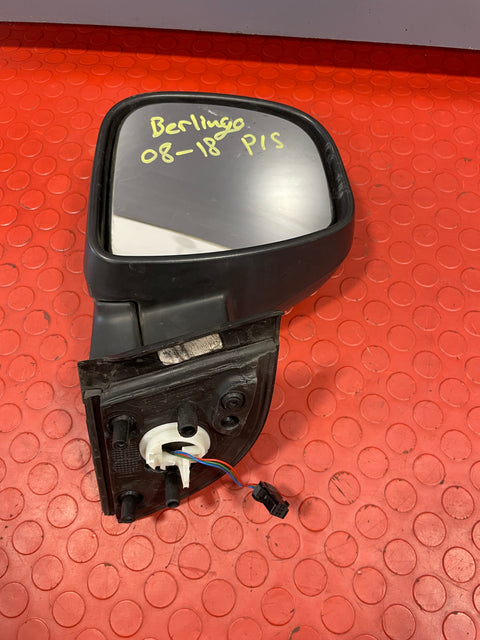 Citroen Berlingo/Peugeot Partner ELECTRIC WING MIRROR PASSENGER SIDE LH 2013-2018 (w/ visible crack in the plastic trim) (Black) P/N 232636103 - 4
