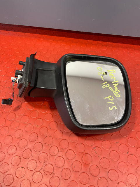 Citroen Berlingo/Peugeot Partner ELECTRIC WING MIRROR PASSENGER SIDE LH 2013-2018 (w/ visible crack in the plastic trim) (Black) P/N 232636103 - 4