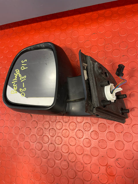 Citroen Berlingo/Peugeot Partner ELECTRIC WING MIRROR PASSENGER SIDE LH 2013-2018 (w/ visible crack in the plastic trim) (Black) P/N 232636103 - 4