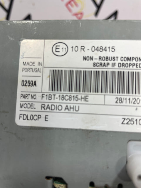 Ford Transit Custom RADIO AND CD PLAYER UNIT (FITS OTHER FORDS ASWELL) P/N F1BT18C815HE