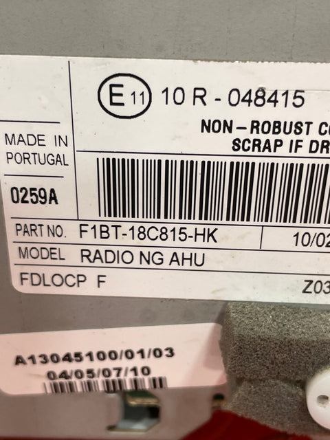 Ford Transit Custom RADIO AND CD PLAYER UNIT (FITS OTHER FORDS ASWELL) P/N F1BT18C815HK