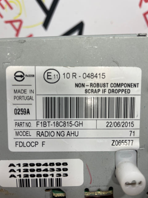 Ford Transit Custom RADIO AND CD PLAYER UNIT (FITS OTHER FORDS ASWELL) 2015-2017 P/N F1BT18C815GH