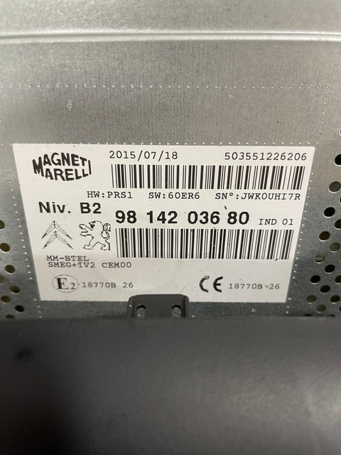 Citroen Berlingo / Peugeot Partner STEREO HEAD UNIT AUX TOUCH SCREEN SAT NAV RADIO 2015-2018 P/N 9814203680