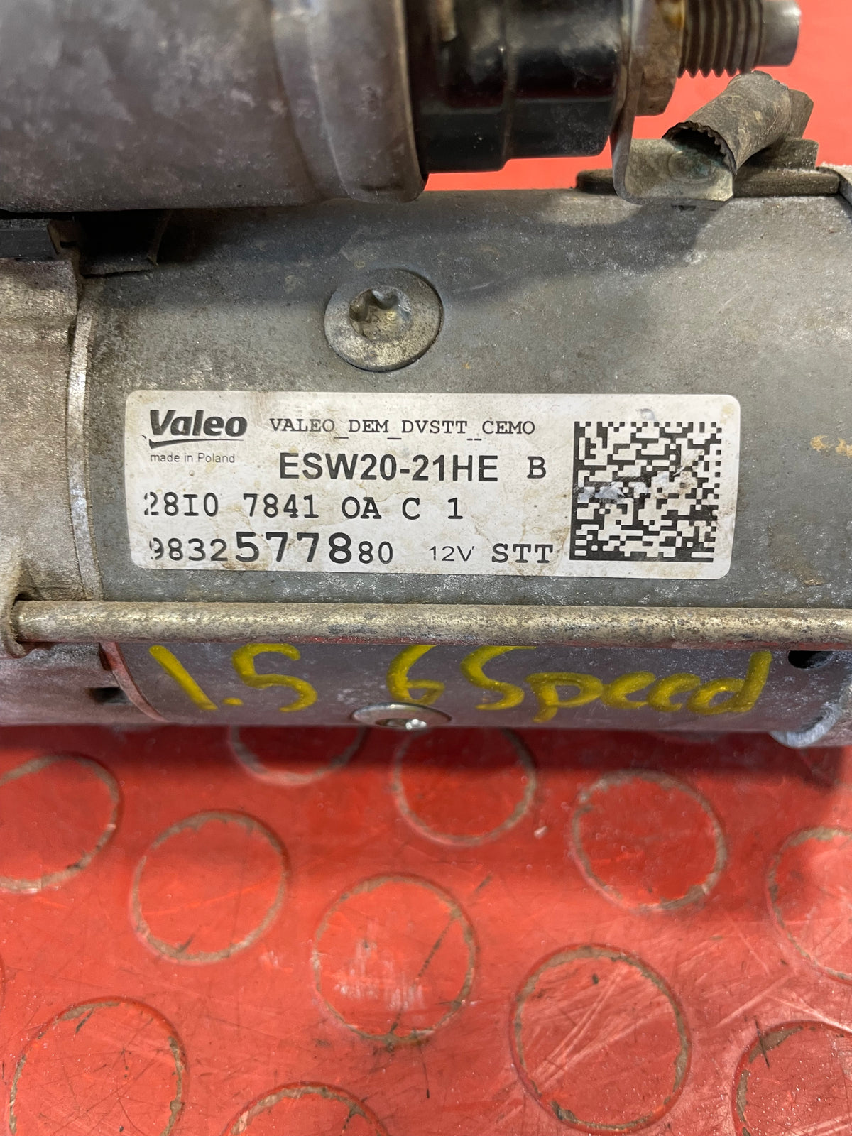 Citroen/Peugeot/Vauxhall/Toyota/Fiat STARTER MOTOR 6 Speed 1 PIN 1.5 2016-2025 P/N 9832577880 - 9