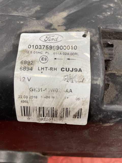 Ford Transit HEADLIGHT ASSEMBLY BLACK INTERIOR Driver's Side MK8 2.0 P/N GK3113W029AA / BK3113W029B