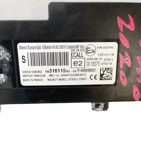 Vauxhall Combo BLUETOOTH MODULE 2020 P/N 9831611580